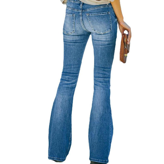 Womens Classic Stretchy Flare Bell Bottom Denim Jeans Pants