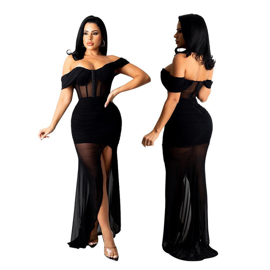 Women Sexy Elegant High Split Evening Dress