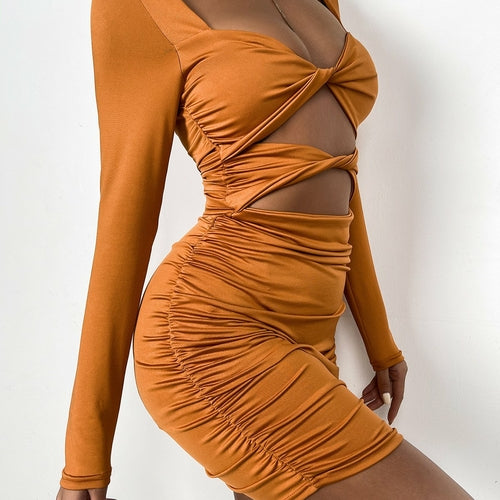 Glam Cut Out Silk Bodycon Dress