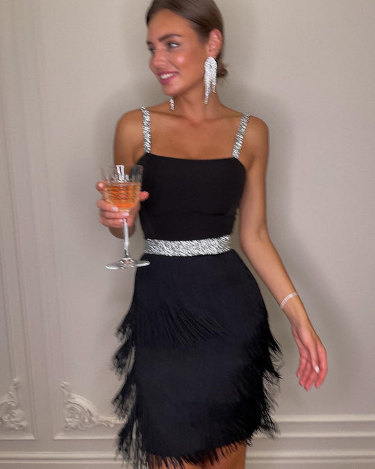 Glamorous Sleeveless Fringed Cocktail Dress