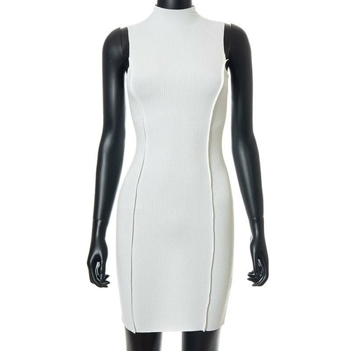 Women's Ribbed Elegant Sleeveless Bodycon Dress