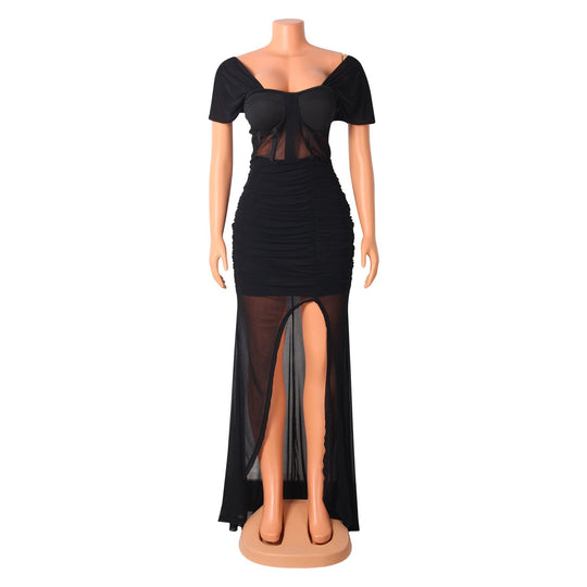 Women Sexy Elegant High Split Evening Dress