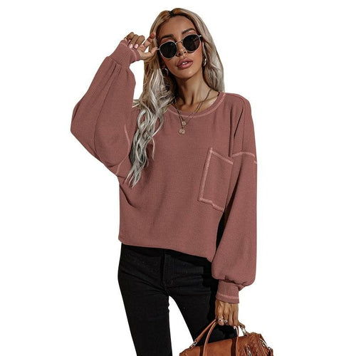 Women's Round Neck Casual Long Sleeve Tops