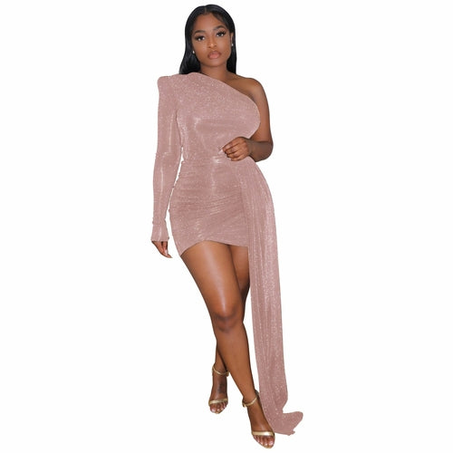 Shiny Off-shoulder Bodycon Mini Dress for Formal Events