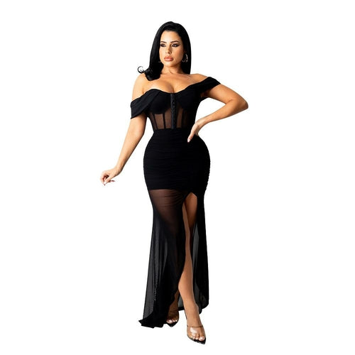 Women Sexy Elegant High Split Evening Dress