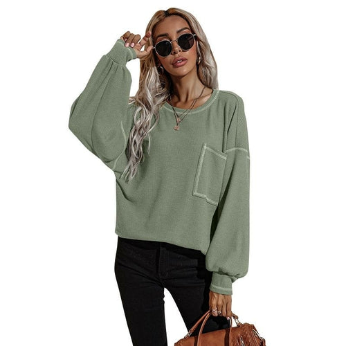 Women's Round Neck Casual Long Sleeve Tops