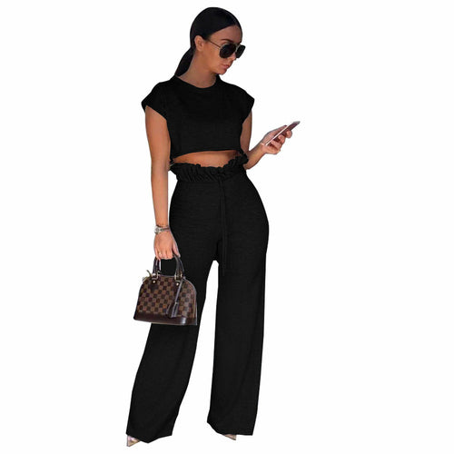 Casual Solid Color Two-Piece Set