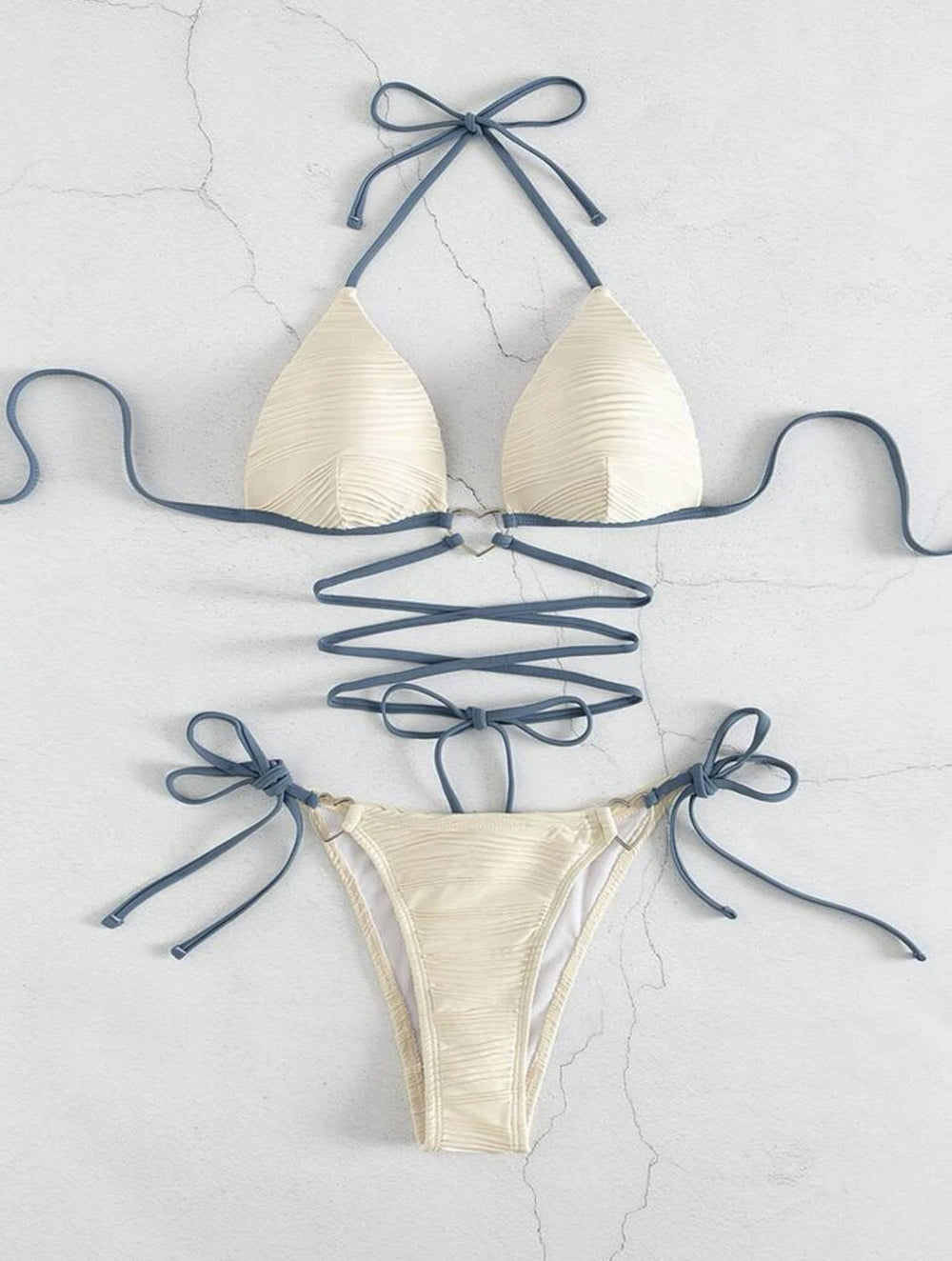 Heart-Shaped Drawstring Bikini Top with Hard Cups