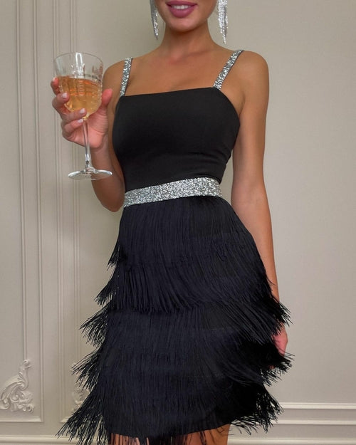 Glamorous Sleeveless Fringed Cocktail Dress