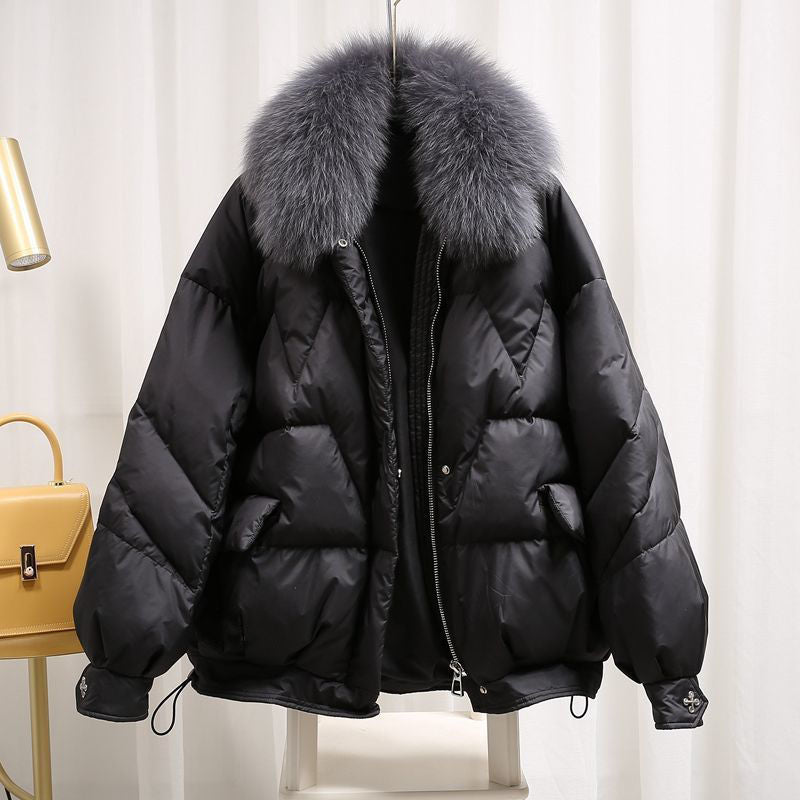 Winter New European Style Loose Goods Match Long Sleeves Cotton-padded Coat Outside