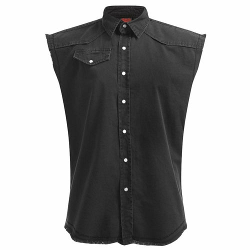 Men's METAL STREETWEAR - Sleeveless Stone Washed Worker Black