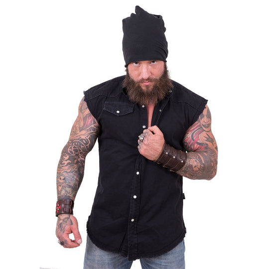 Men's METAL STREETWEAR - Sleeveless Stone Washed Worker Black