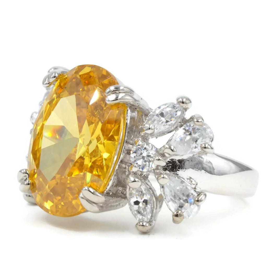 Large Oval Cocktail Cluster Bright Yellow Stone
