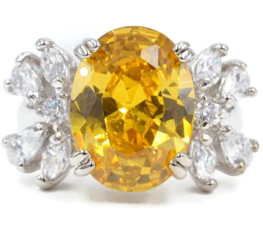 Large Oval Cocktail Cluster Bright Yellow Stone