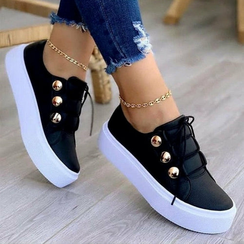 Women's Platform Sneaker Shoe - Gold/White/Black