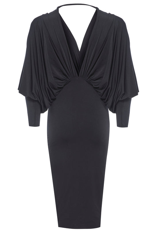 Black Batwing Sleeve Dress