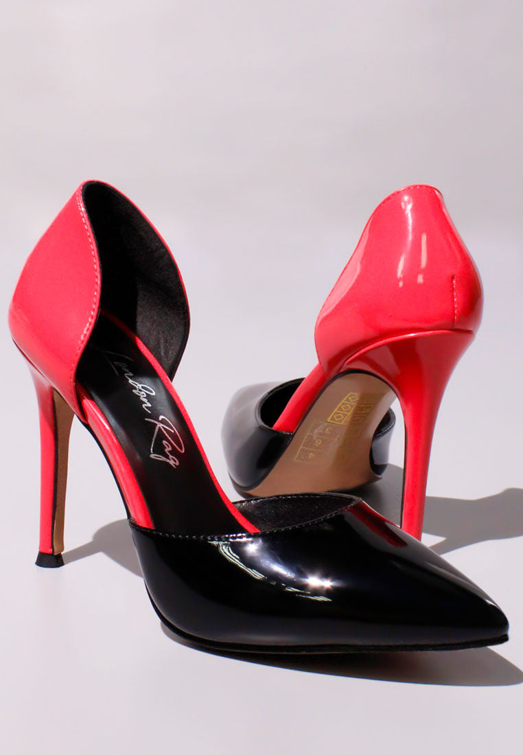 candy cane patent pu slip on stiletto heels