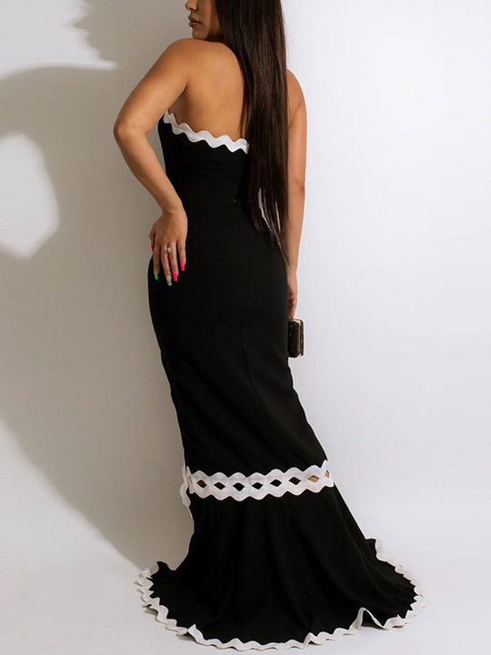 Elegant Formal Evening Party High Slit Maxi Dress