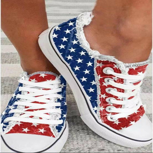 Round Toe Casual Canvas Shoes Flat Sneakers Shoes