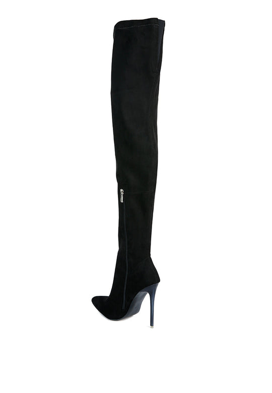 atelier stretch faux suede stiletto long boots
