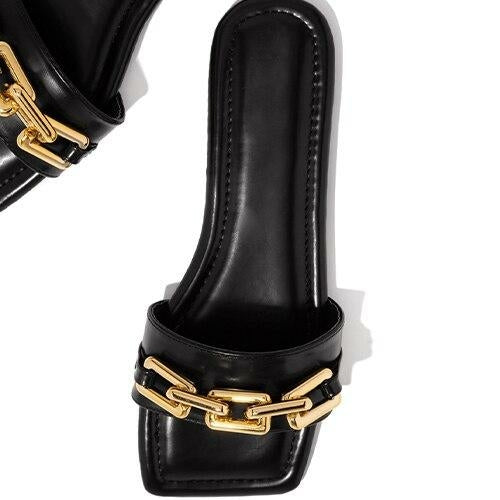 Women's Slipper Chain Fashion Square Toe Sandal