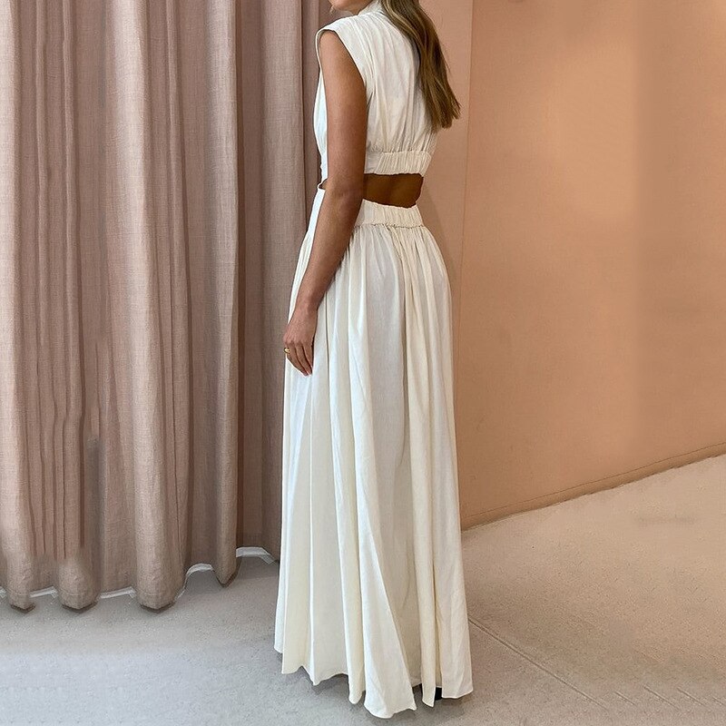 Sleeveless Hollow Out Long Dress