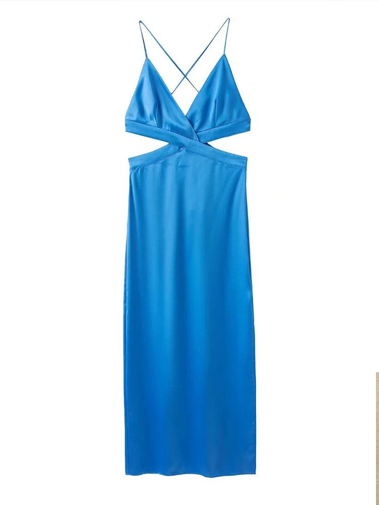 Prom Cutout Design Silk Satin Dress