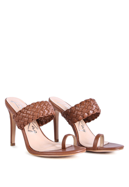 high perks woven strap toe ring sandals