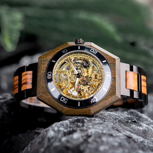 Automatic Wood Mechanical Men Fashion Watch