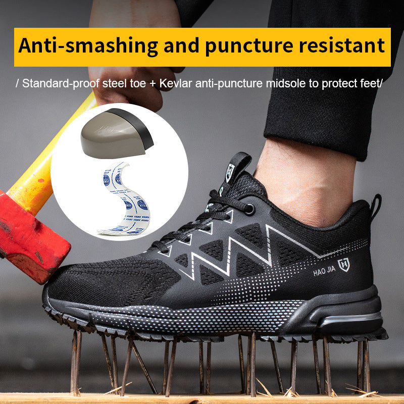 European Code Flying Woven Steel Toe Cap Safety Shoes Male Attack Shield And Anti-stab