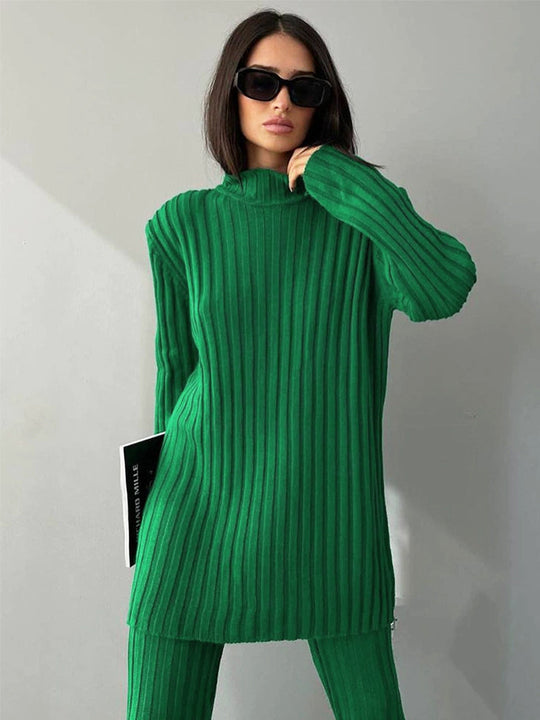 Women's Autumn And Winter Pullover Knitwear Pants Woolen Two-piece Set