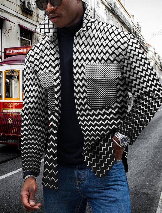 Fashion Men's Lapel 3D Printed Jacket