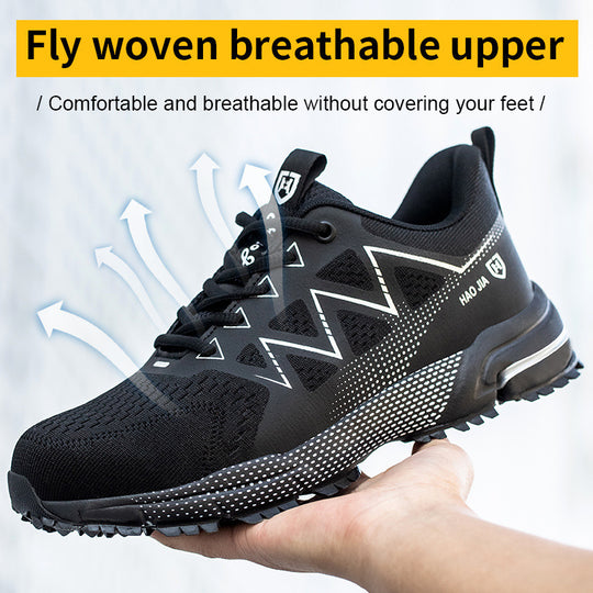 European Code Flying Woven Steel Toe Cap Safety Shoes Male Attack Shield And Anti-stab