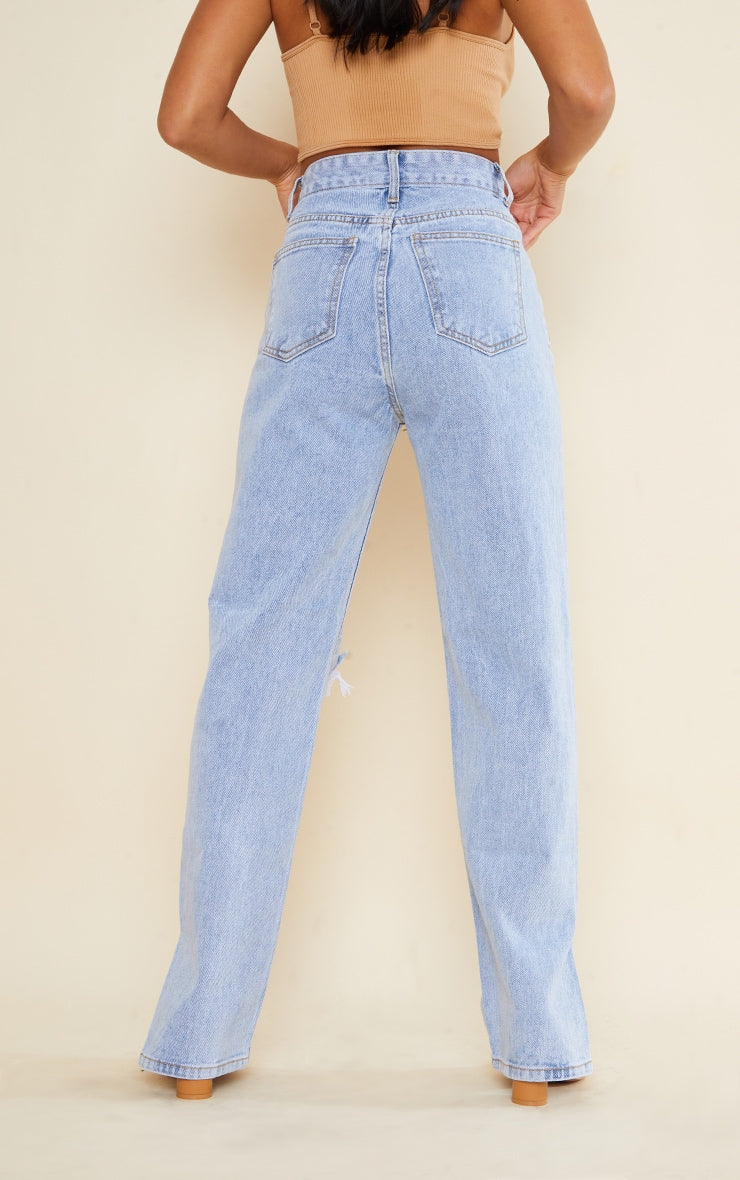 PETITE Ice Blue Ripped Split Hem Jeans (more color options)