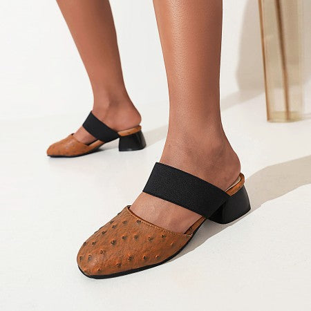New chunky heel fashion women's slip-on sandals
