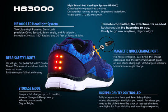 HB3000 Men's Night Runner Shoes With Built-in Safety Lights