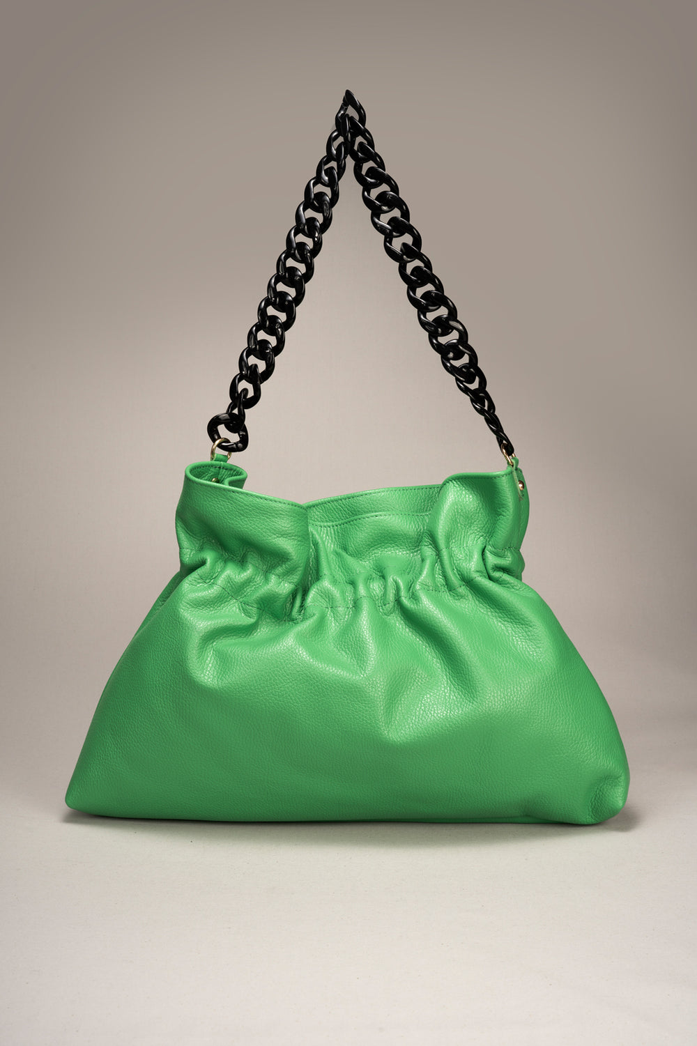 GLORIA VERDE MELA Dollaro Leather Chain Handbag - Green