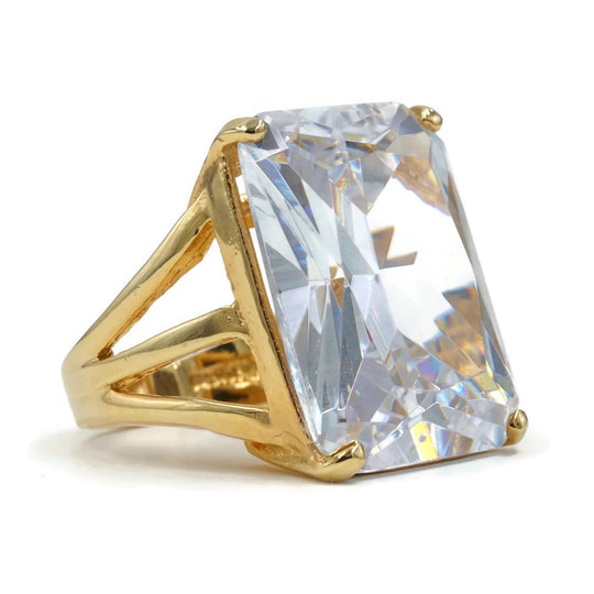 Oversized Radiant Cut Solitaire Clear Stone Ring
