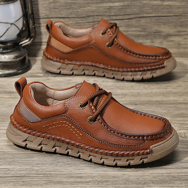 Men's Hand-stitched Business Leather Shoes Outdoor Leisure