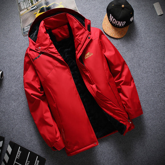 Autumn And Winter Zipper Casual Regular Side Seam Waterproof Fleece Lined Thickened Breathable Jacket