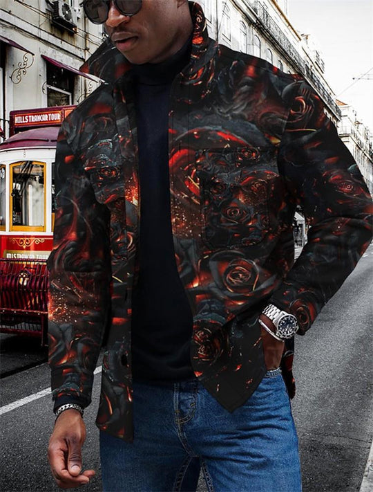 Fashion Men's Lapel 3D Printed Jacket