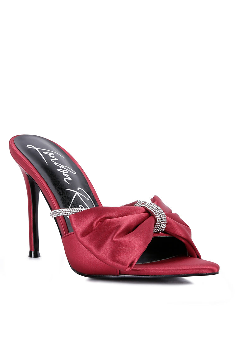 high tea rhinestone strap and bow embellished stiletto sandals