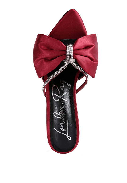 high tea rhinestone strap and bow embellished stiletto sandals