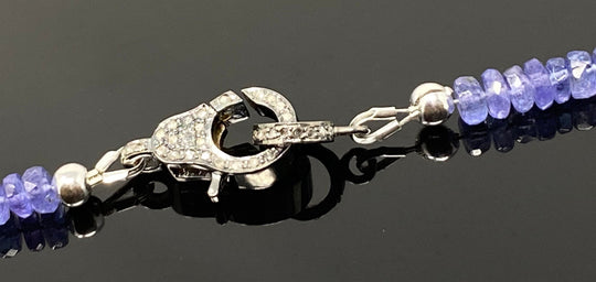 17.75” Genuine Tanzanite Necklace with Pave Diamond Clasp, Natural
