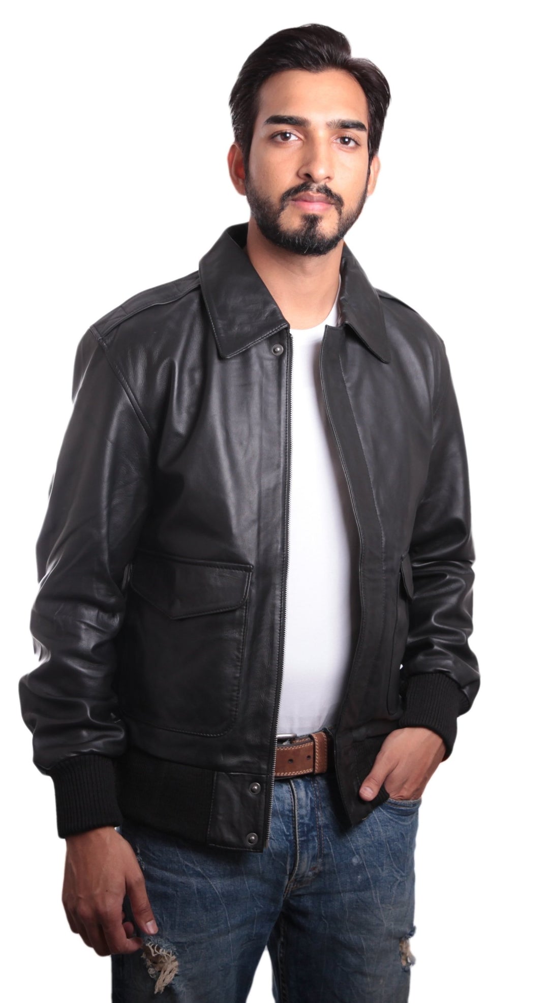 Houston Mens Leather Bomber Jacket