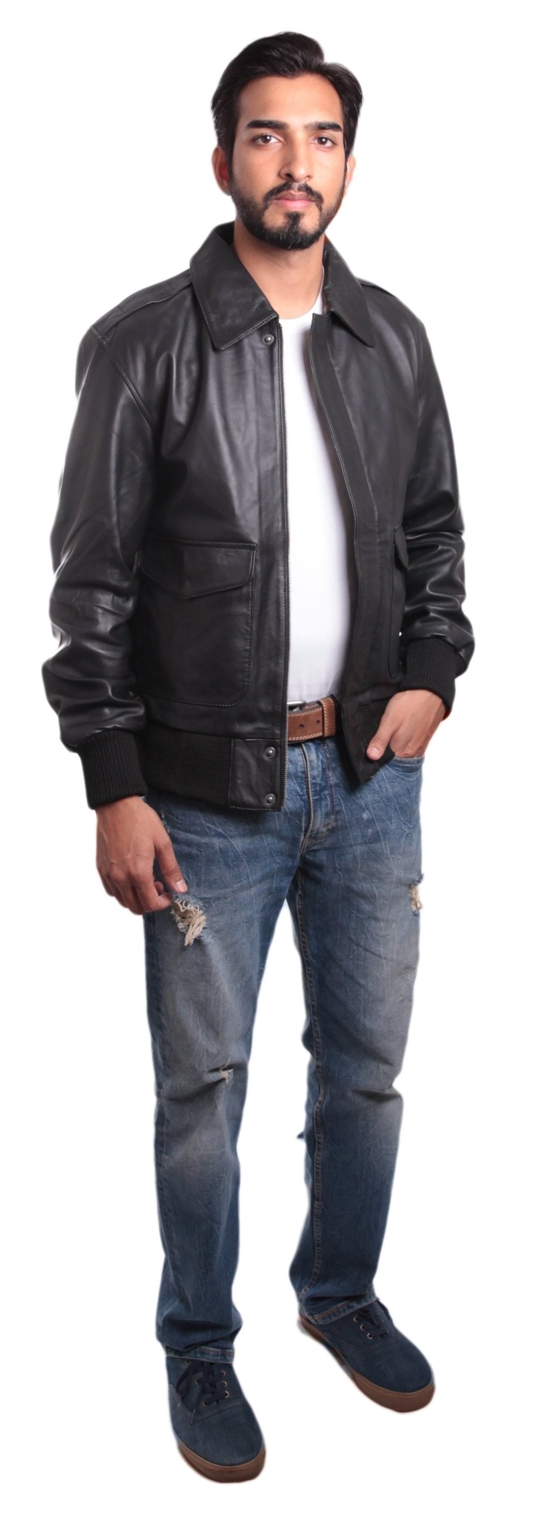 Houston Mens Leather Bomber Jacket