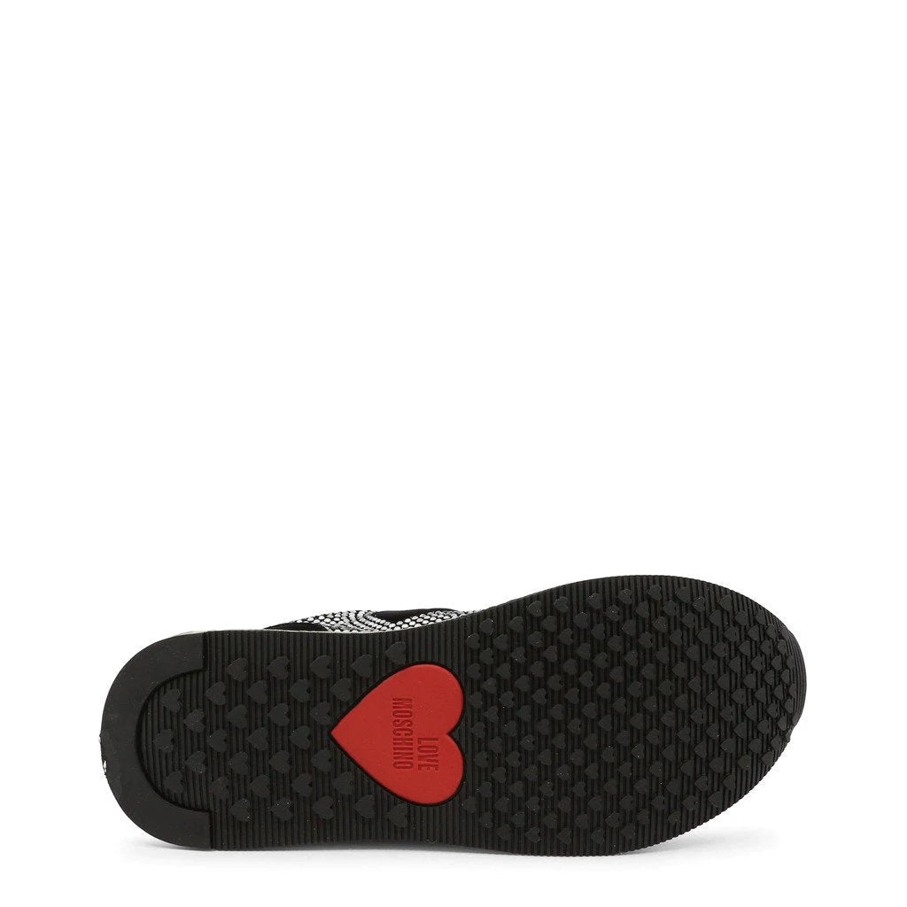 LOVE MOSCHINO Rhinestone Heart Sneakers - Black