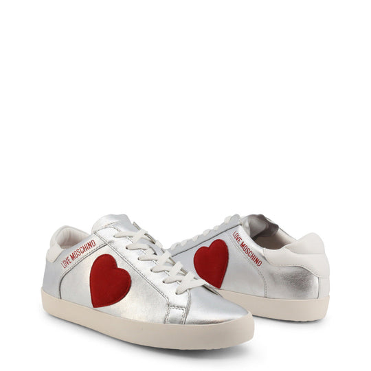 LOVE MOSCHINO Women's Silver Heart Sneakers