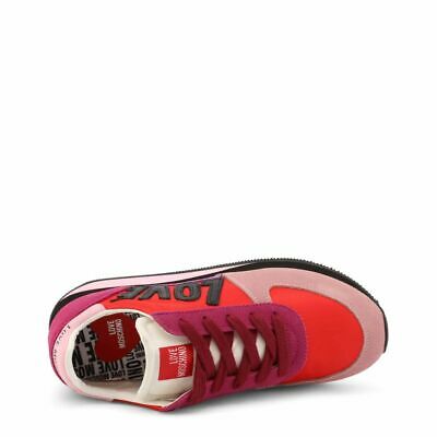 LOVE MOSCHINO Women's Pink Red Suede Sneakers