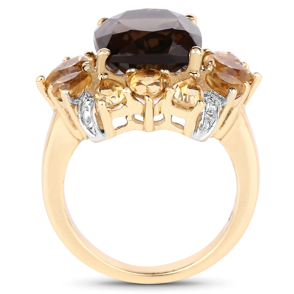 Citrine Yellow Gold Plated Cocktail Ring